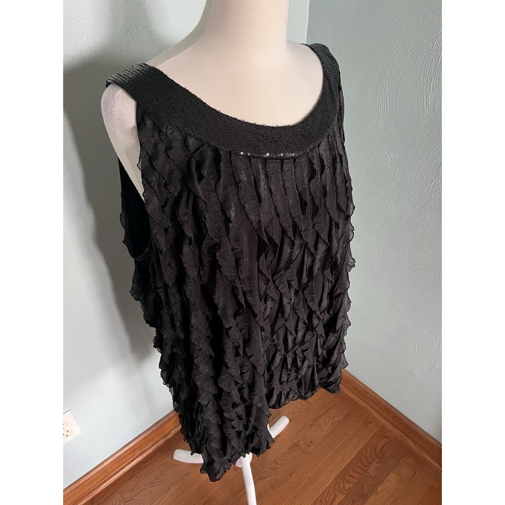 Ruffle Tiered Top Black Sheer Cold shoulder Tank Dress Cocktail‎ Party Black Tie